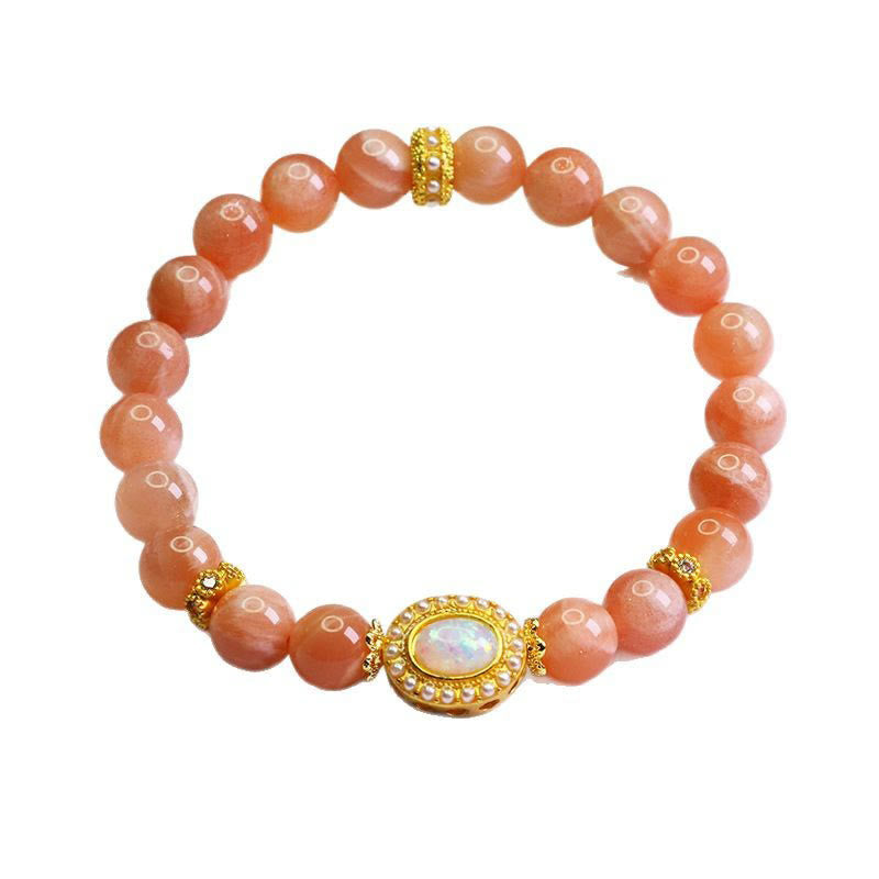 Satori Totem Natural Peach Moonstone Adjustable Soothing Bracelet