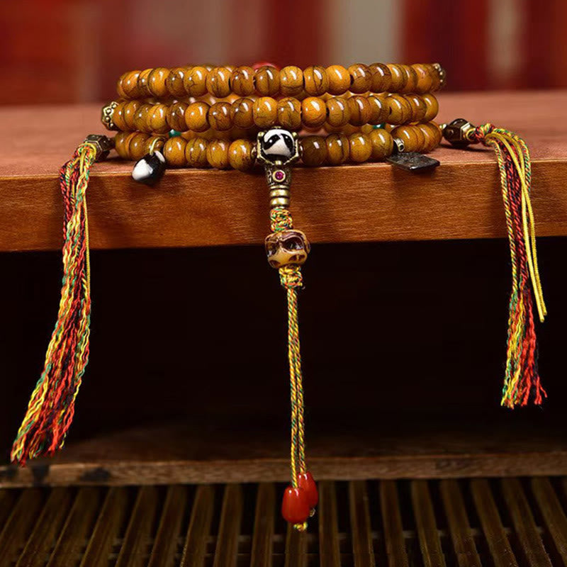 Satori Totem Tibetan 108 Beads Yak Bone Dzi Bead Mala