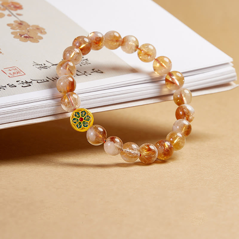 Satori Totem 999 Sterling Silver Citrine Om Mani Padme Hum Bracelet