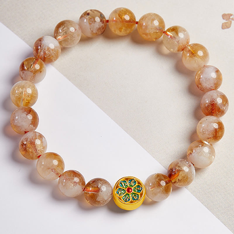 Satori Totem 999 Sterling Silver Citrine Om Mani Padme Hum Bracelet
