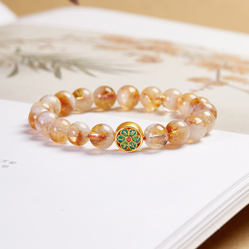 Satori Totem 999 Sterling Silver Citrine Om Mani Padme Hum Bracelet