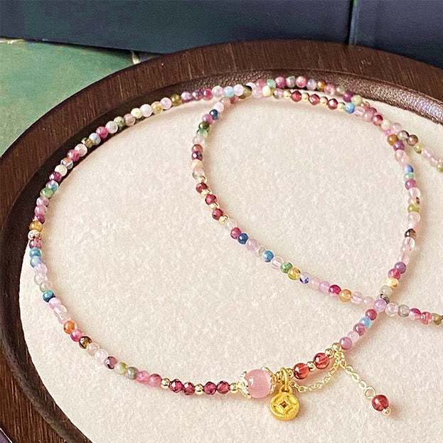 Satori Totem 2.5 mm Irregular Beads Colored Tourmaline Coin Bracelet