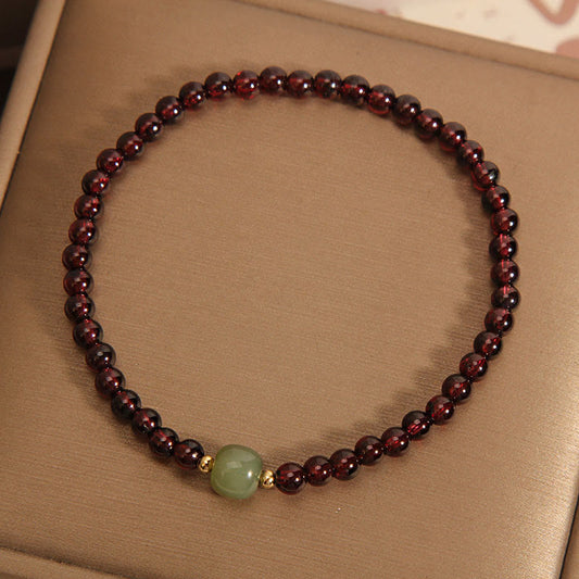 Satori Totem Natura Garnet Hetian Jade Beads Bracelet