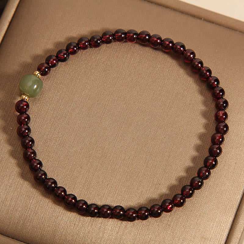 Satori Totem Natura Garnet Hetian Jade Beads Bracelet