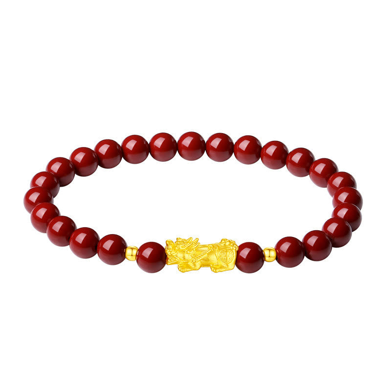 Satori Totem 999 Gold 5D Hard Gold Cinnabar PiXiu Calm Bracelet