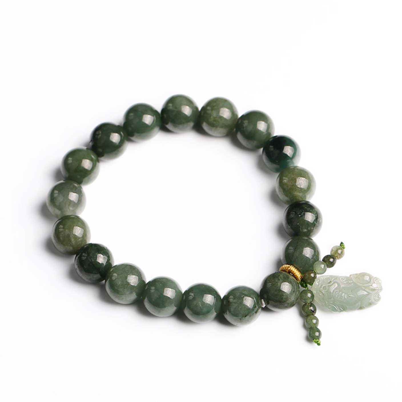 Satori Totem Green Jade Tilted-Head Pixiu Bracelet