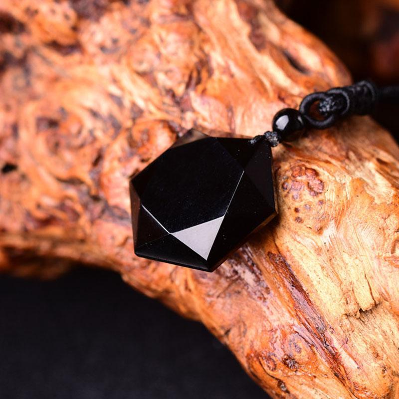 Satori Totem Obsidian Hexagram Necklace for Protection