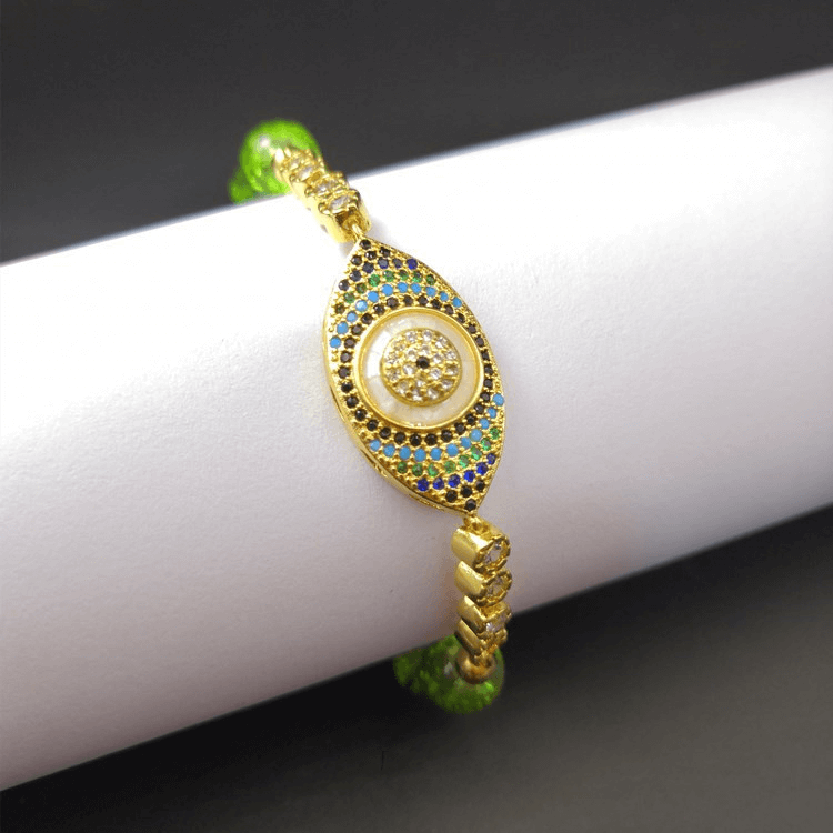 Satori Totem Natural Peridot Style Evil Eye Bracelet