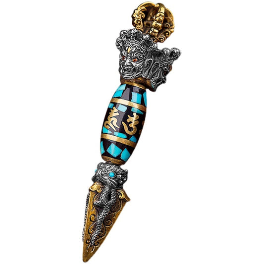 Satori Totem 925 Sterling Silver Mahakala Rotate Bead Vajra Pendant