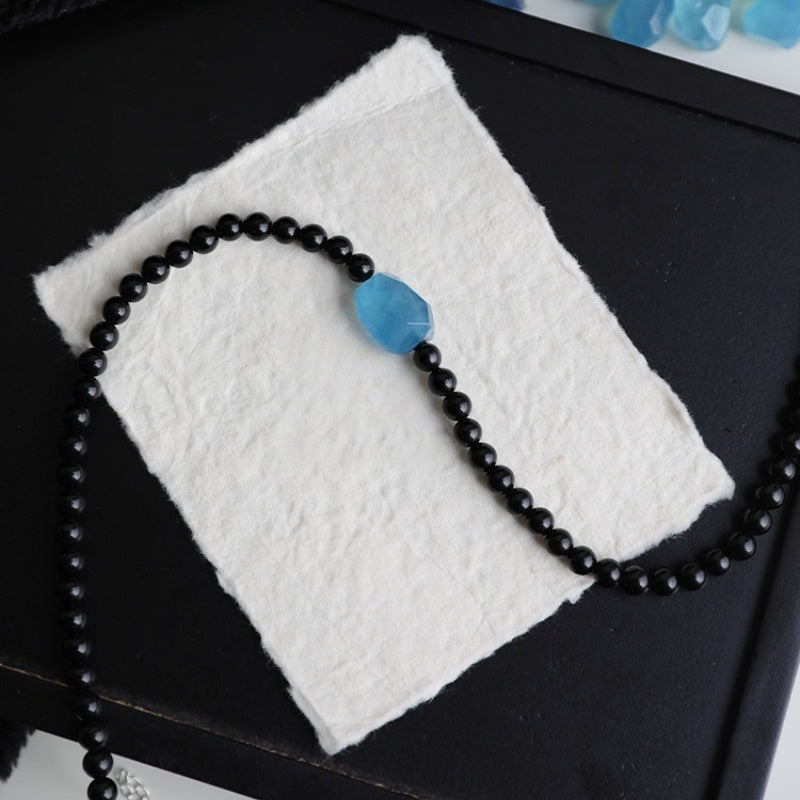Satori Totem Obsidian Necklaces Aquamrine Pendants