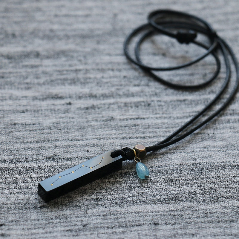 Satori Totem Obsidian Aquamrine Big Dipper Daoism Pendants