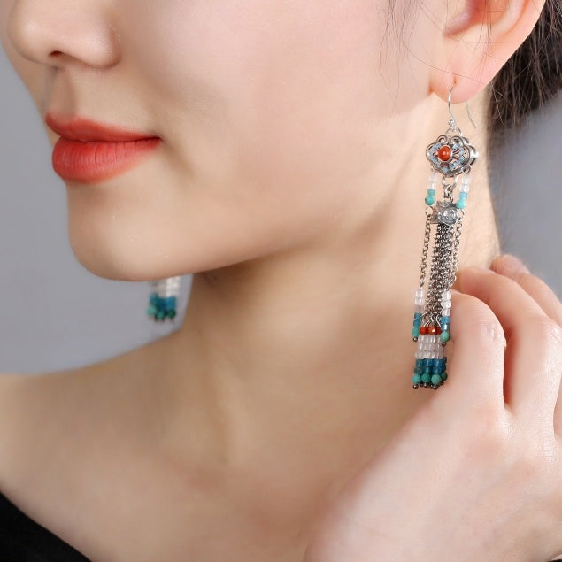 Satori Totem Sterling Silver Tassels Earrings