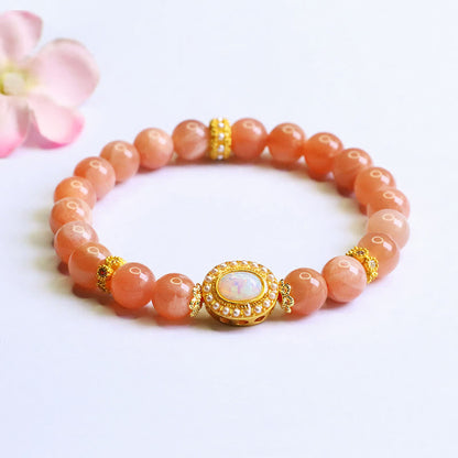 Satori Totem Natural Peach Moonstone Adjustable Soothing Bracelet