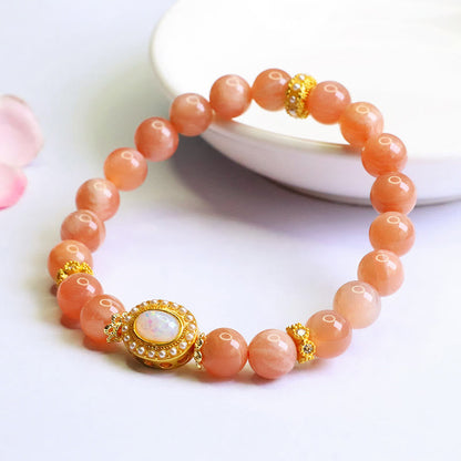 Satori Totem Natural Peach Moonstone Adjustable Soothing Bracelet