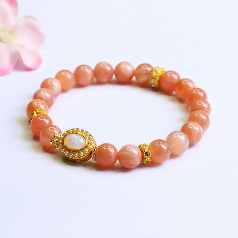 Satori Totem Natural Peach Moonstone Adjustable Soothing Bracelet