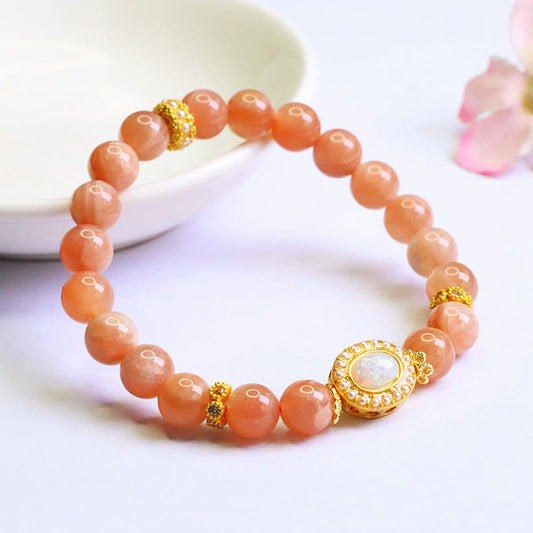 Satori Totem Natural Peach Moonstone Adjustable Soothing Bracelet