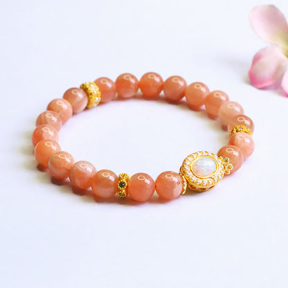 Satori Totem Natural Peach Moonstone Adjustable Soothing Bracelet