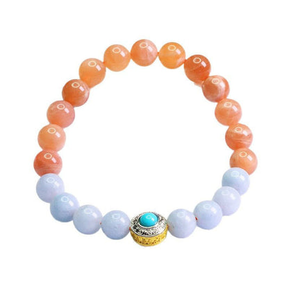Satori Totem Natural Peach Moonstone Aquamarine Soothing Bracelet
