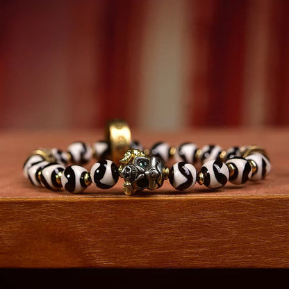 Satori Totem Yak Bone Vintage Tibetan Dzi Bead Om Mani Padme Hum Bracelet
