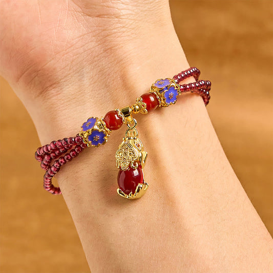 Satori Totem Natural Garnet Beads PiXiu Bracelet