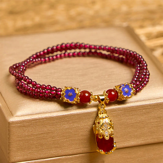 Satori Totem Natural Garnet Beads PiXiu Bracelet
