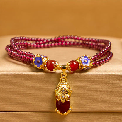 Satori Totem Natural Garnet Beads PiXiu Bracelet