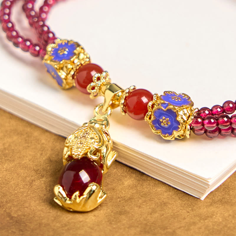 Satori Totem Natural Garnet Beads PiXiu Bracelet