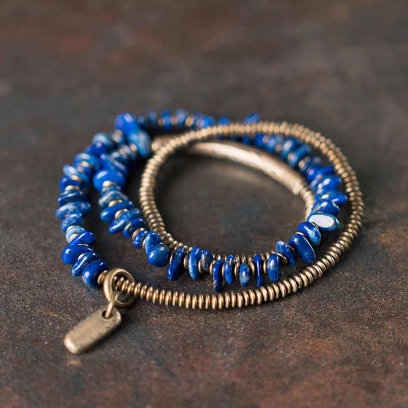 Satori Totem Irregular Shape Triple Wrap Lazurite Bracelet