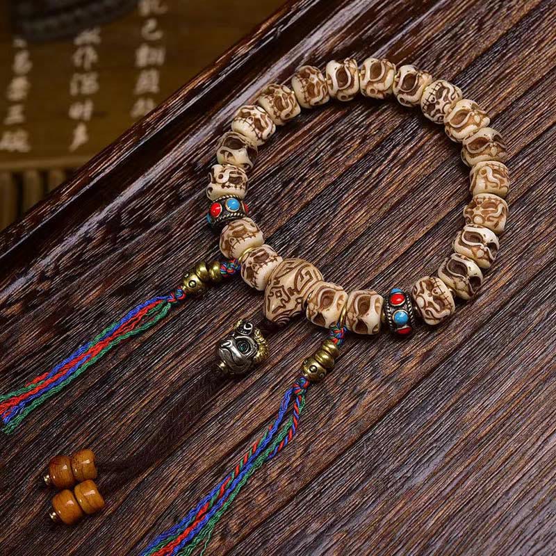 Satori Totem Tibetan Camel Bone Garuda Carved Tassel Bracelet