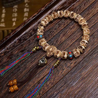 Satori Totem Tibetan Camel Bone Garuda Carved Tassel Bracelet
