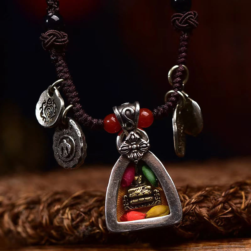 Satori Totem Tibetan Medicine Buddha Braided Rope Necklace Pendant