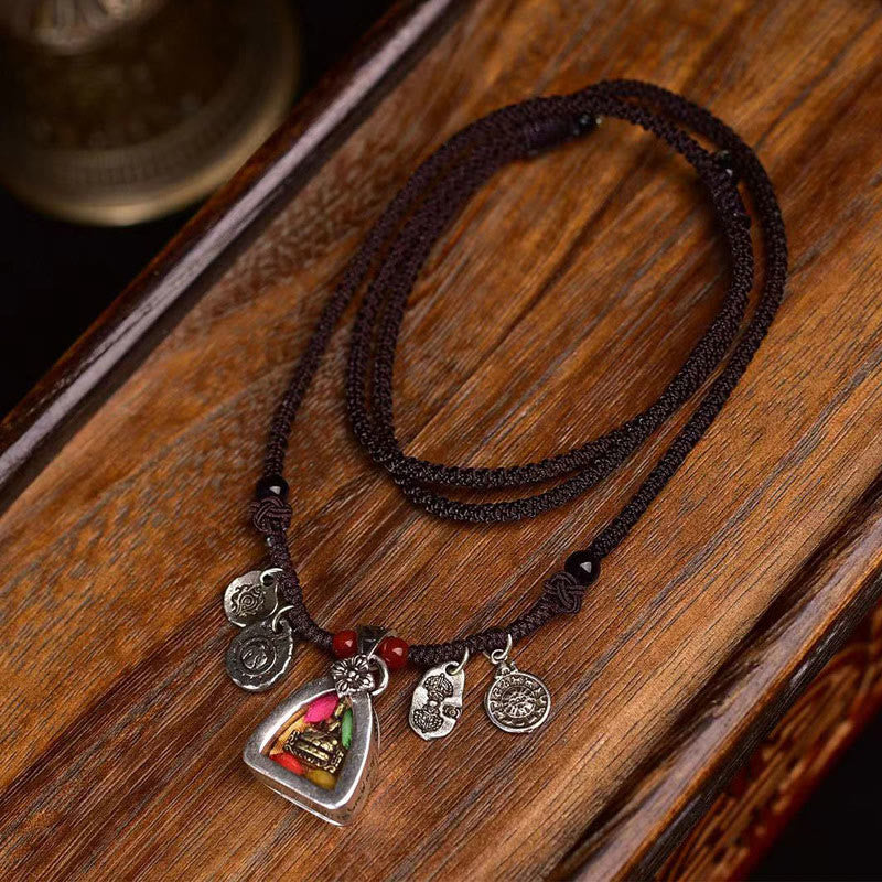 Satori Totem Tibetan Medicine Buddha Braided Rope Necklace Pendant