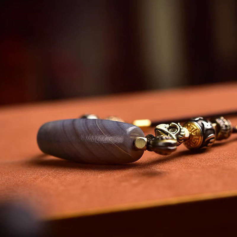 Satori Totem Tibet Dzi Bead Om Mani Padme Hum Necklace Pendant