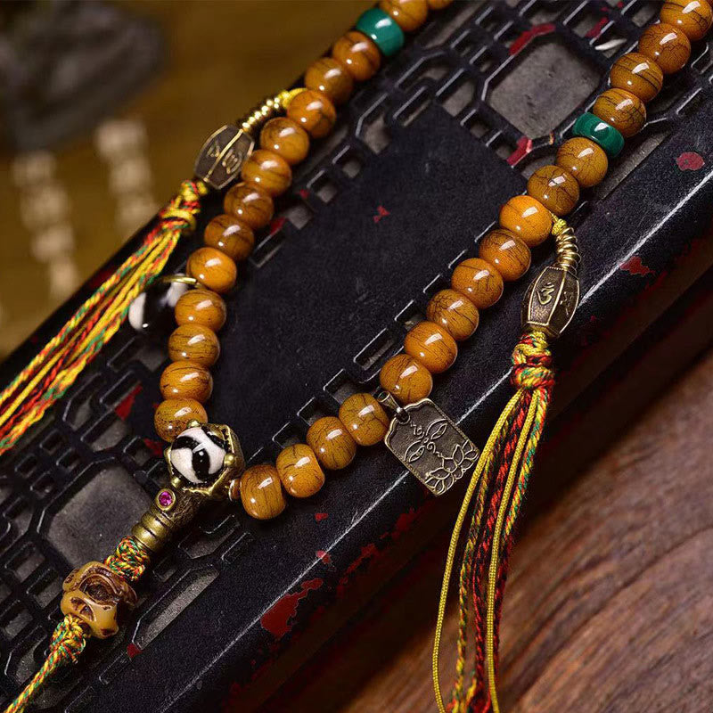 Satori Totem Tibetan 108 Beads Yak Bone Dzi Bead Mala