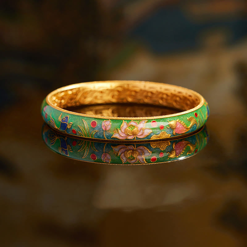 Satori Totem 999 Sterling Silver Koi Fish Lotus Hollow Design Bracelet