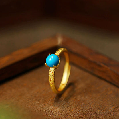 Satori Totem Simple Design Turquoise Copper Adjustable Ring