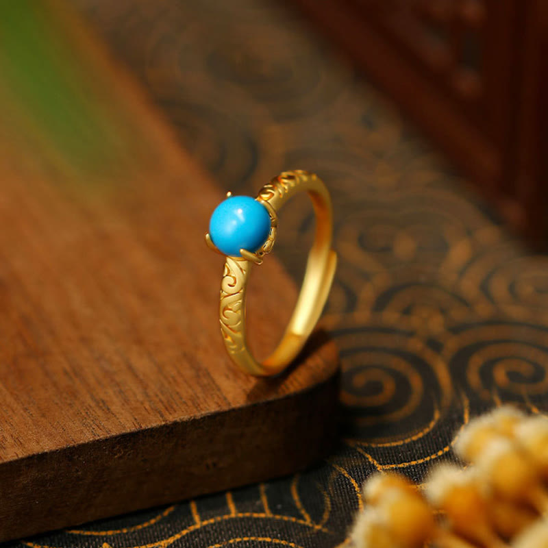 Satori Totem Simple Design Turquoise Copper Adjustable Ring