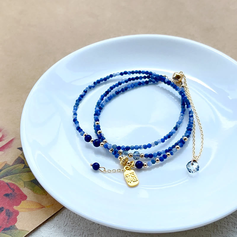 Satori Totem Natural Lazurite Triple Wrap Fu Bracelet