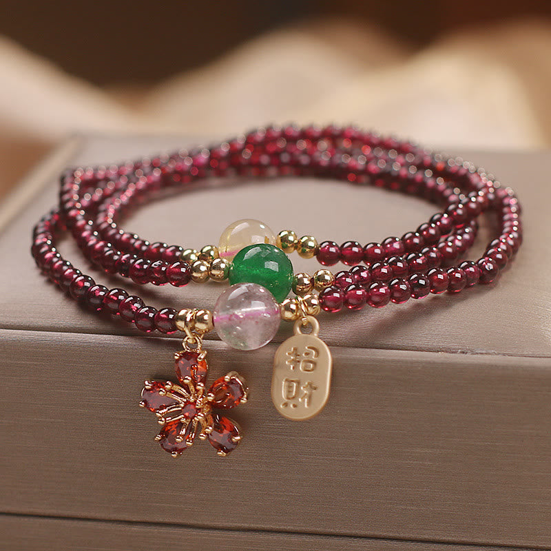 Satori Totem Natural Garnet Beads Attract Fortune Multilayer Bracelet