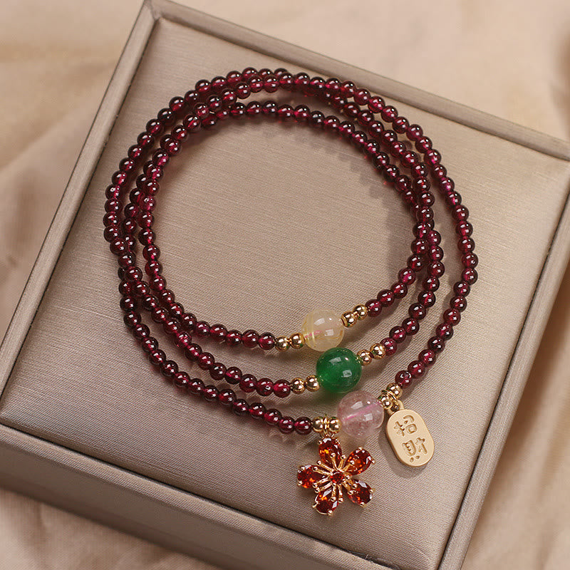 Satori Totem Natural Garnet Beads Attract Fortune Multilayer Bracelet