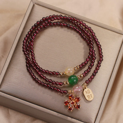 Satori Totem Natural Garnet Beads Attract Fortune Multilayer Bracelet