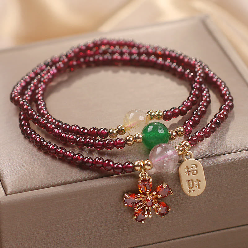Satori Totem Natural Garnet Beads Attract Fortune Multilayer Bracelet