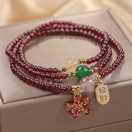 Satori Totem Natural Garnet Beads Attract Fortune Multilayer Bracelet
