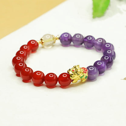 Satori Totem Natural Amethyst Red Agate Pi Xiu Bracelet