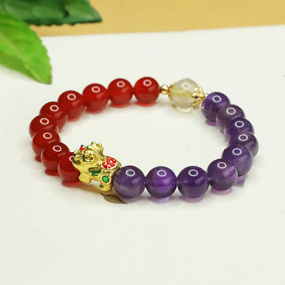 Satori Totem Natural Amethyst Red Agate Pi Xiu Bracelet
