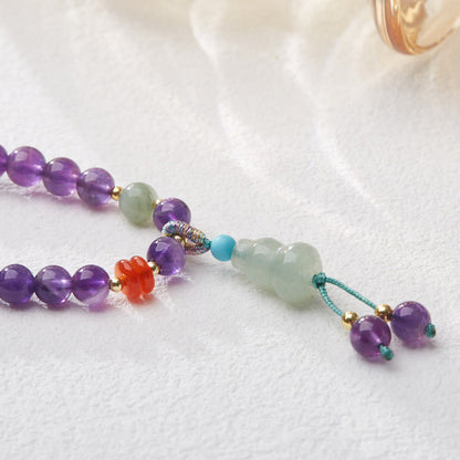 Satori Totem Natural Amethyst Beads Coin Gourd Multi-layer Bracelet