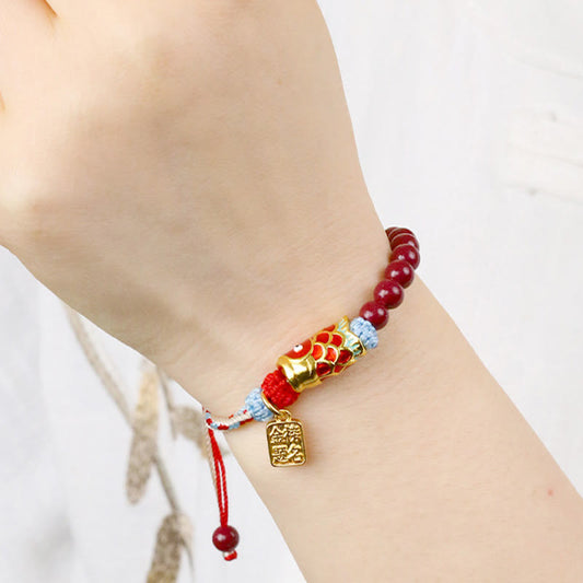 Satori Totem Cinnabar Beads Koi Fish Blessing Bracelet