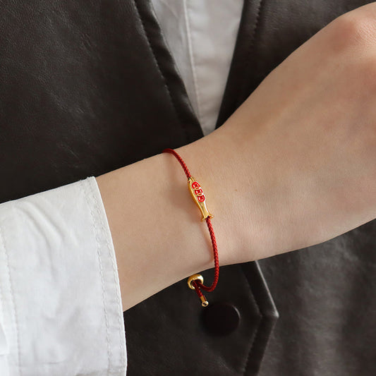 Satori Totem Brass Koi Fish Red String Bracelet
