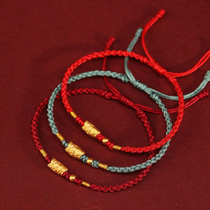 Satori Totem 925 Silver Koi Fish Handmade Braided String Bracelet