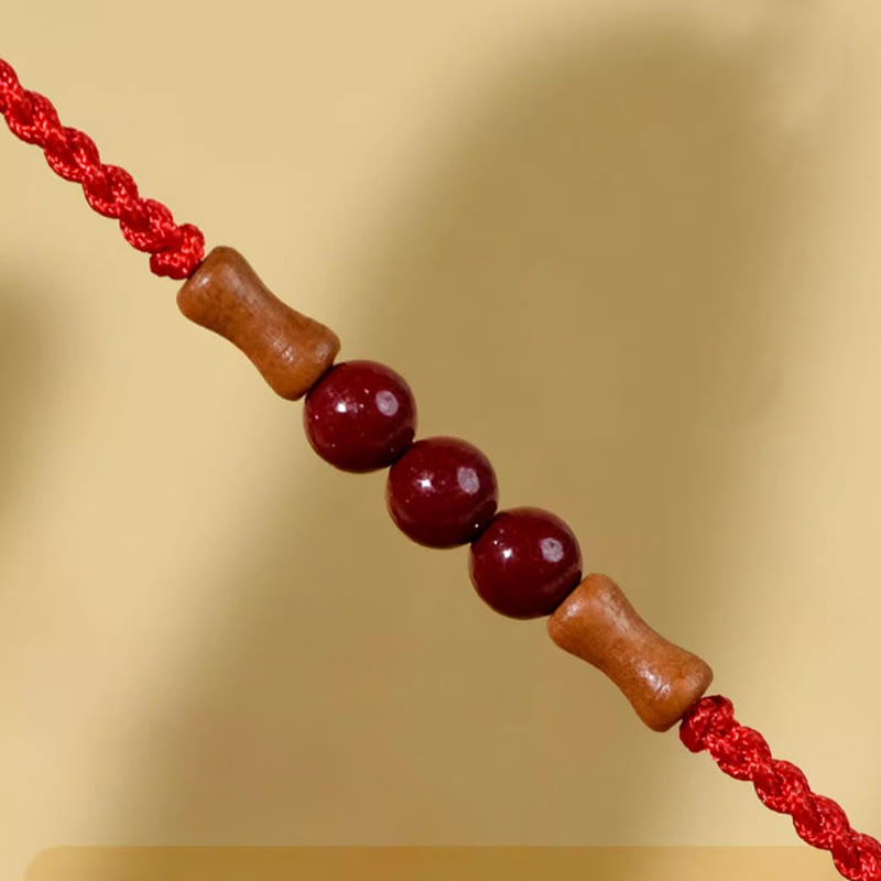 Satorm Totem Cinnabar Beads Peach Wood Bracelet